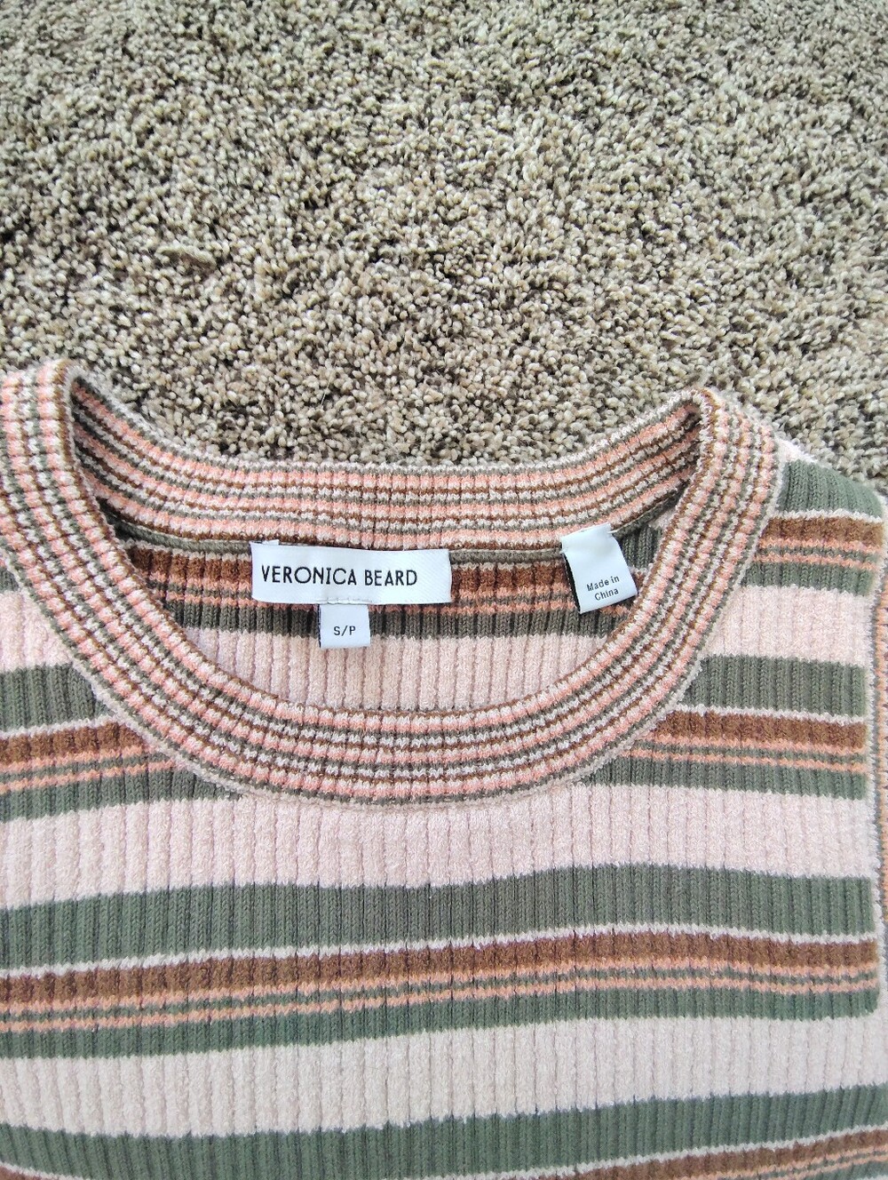 Veronica Beard Jerrell Striped Ribbed Cotton Tank Top